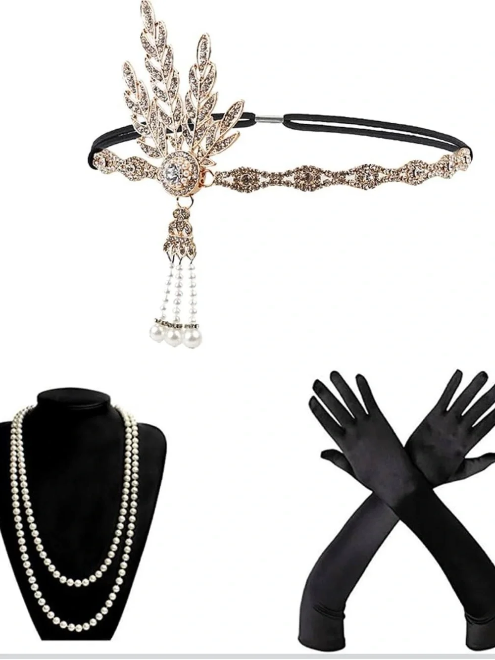 1920s Flapper Costume Accessory Set with Wig